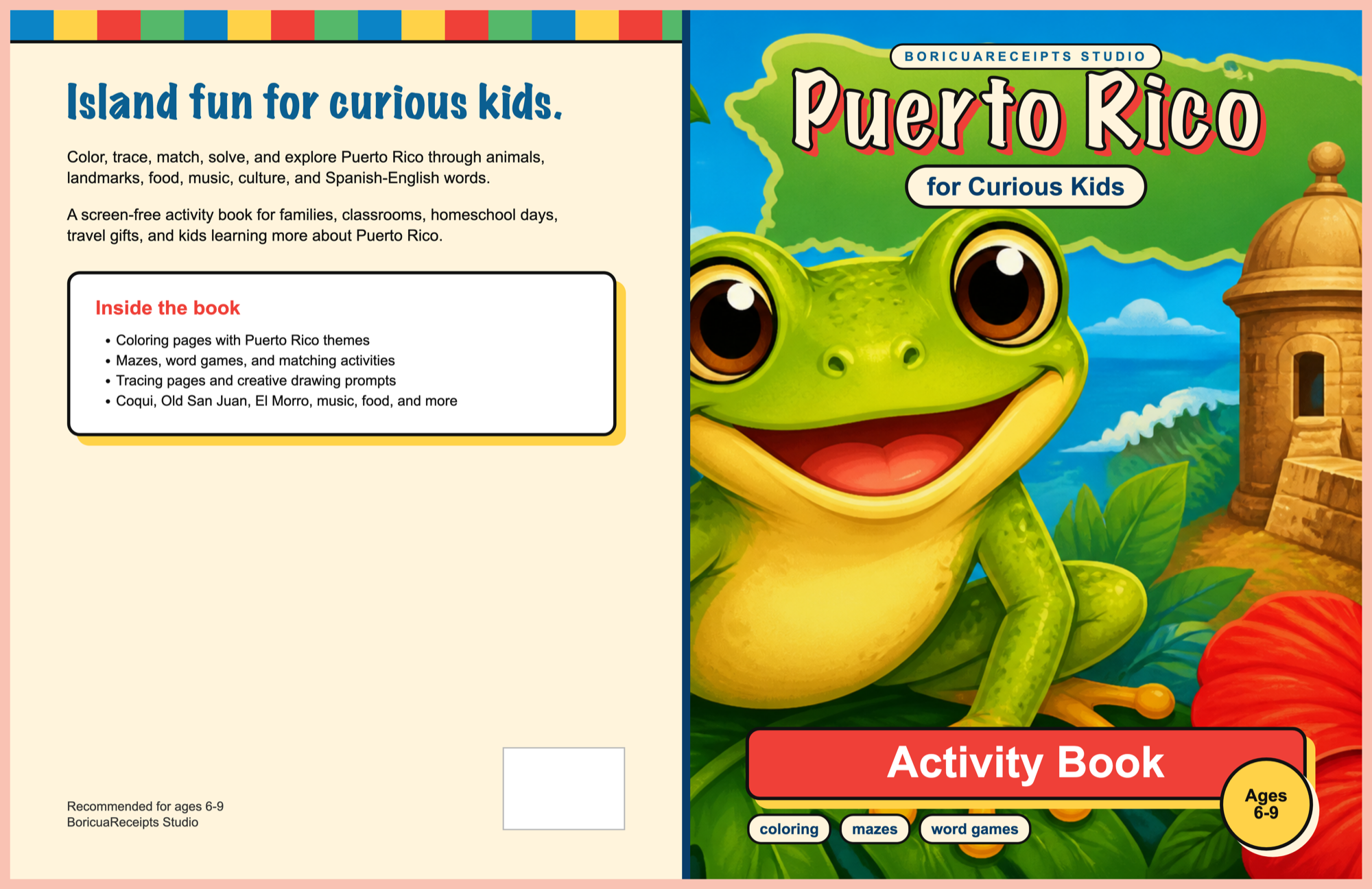 Puerto Rico for Curious Kids printable activity book cover
